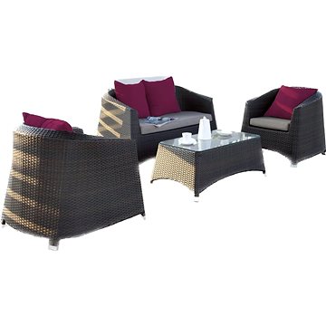DIMENZA Set zahradního nábytku EDINBOURGH XL 1stůl + 2křesla + 1lavie, hnědý