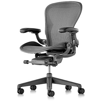 HERMAN MILLER Aeron, velikost C, pro tvrdé podlahy - černá